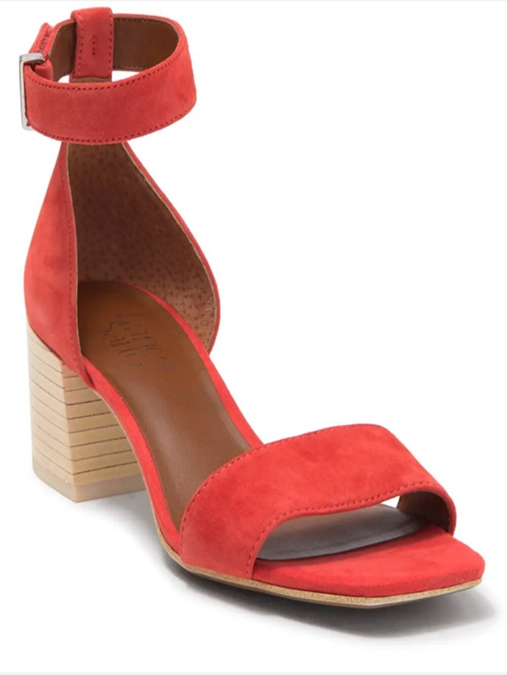FRANCO SARTO Merryl Ankle Strap Red/Orange Suede Sandals Women US 7.5M